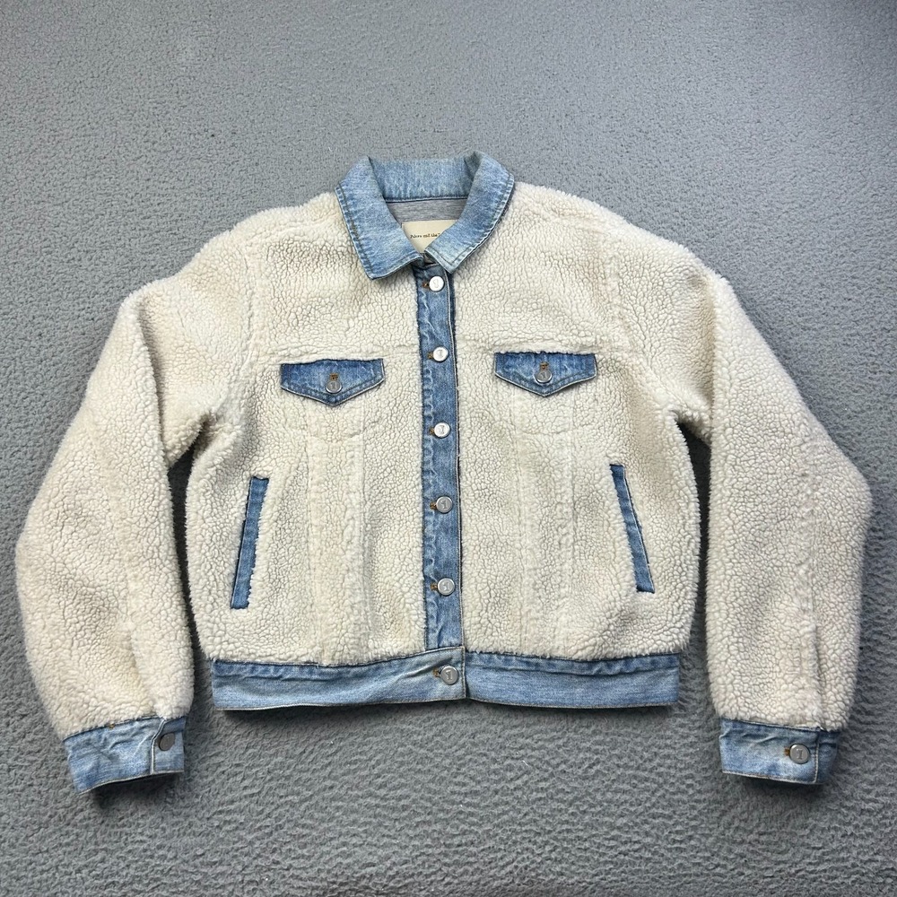Pilcro and the Letterpress Sherpa & Denim Trucker Jacket Womens Medium
